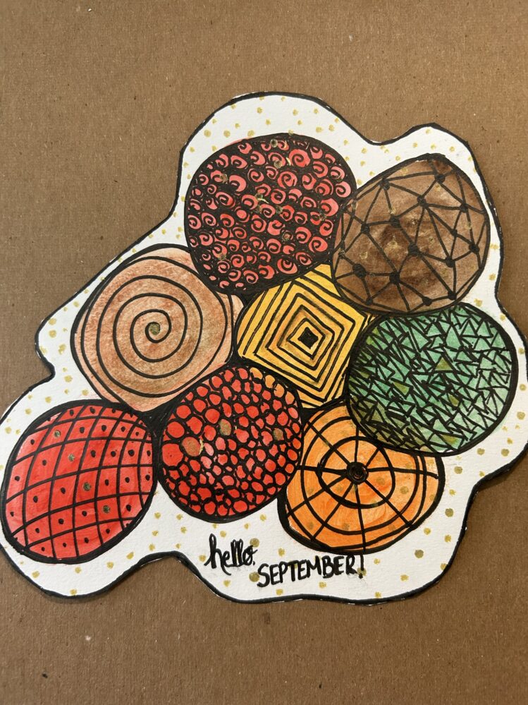 A series of patterned circles in fall colours